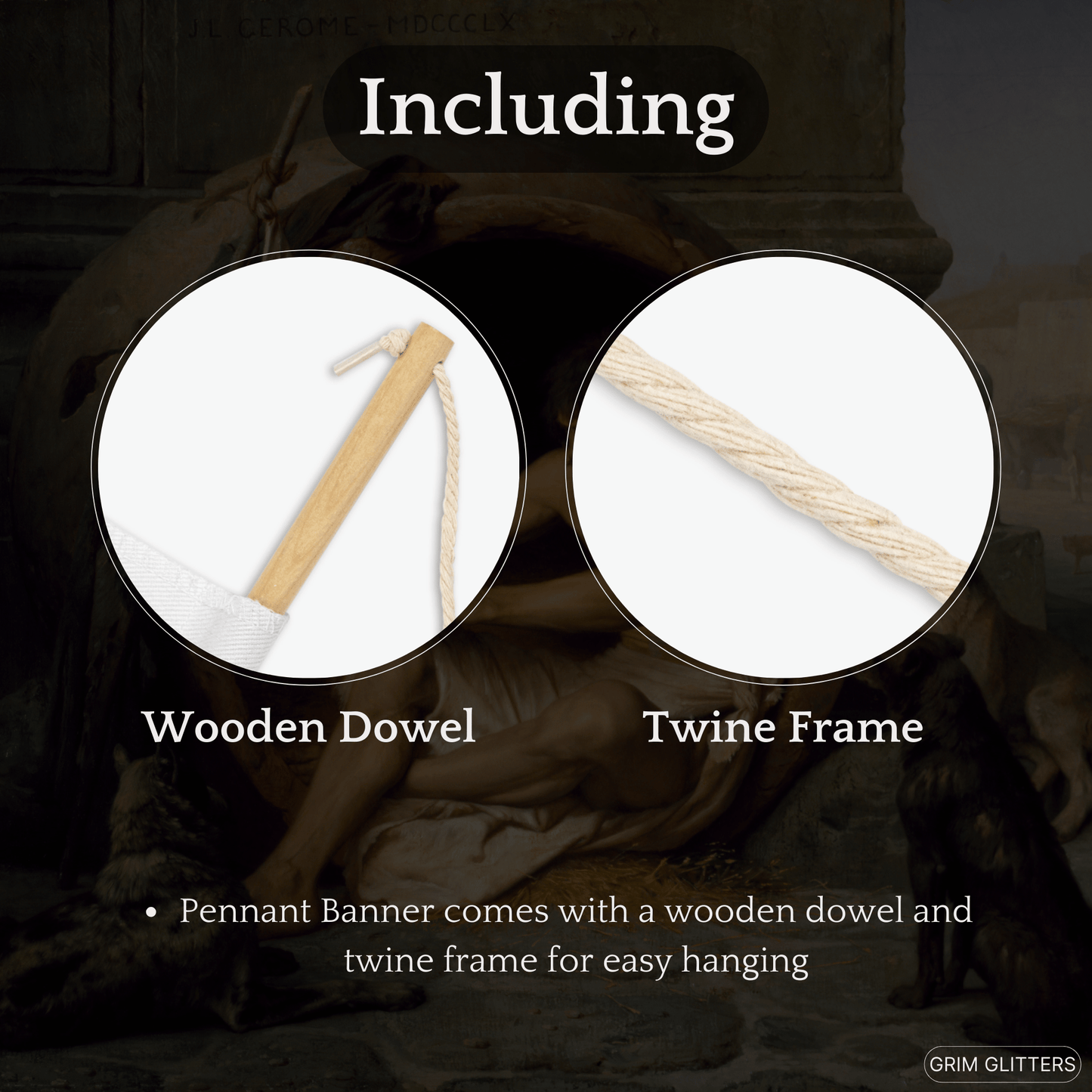 Diogenes Pennant Banner - Jean - Leon Gerome - Grim GlittersHome Decor18" × 21"