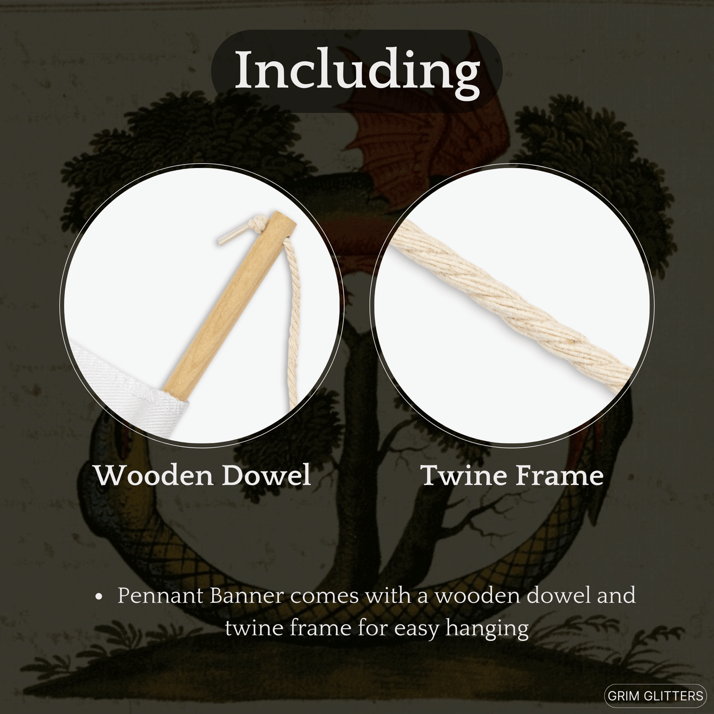 Dragon Ouroboros Pennant Banner - Clavis Artis Manuscript - Grim GlittersHome Decor18" × 21"