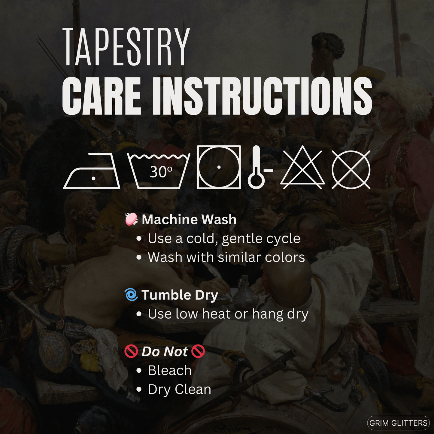 Reply of the Zaporozhian Cossacks Tapestry - Ilya Repin - Grim GlittersHome Decor104" × 88"