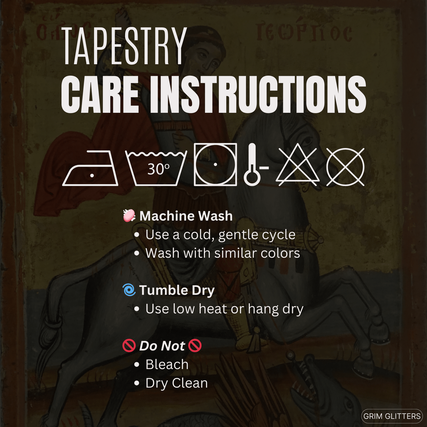 Saint George and the Dragon Tapestry - Grim GlittersHome Decor88" × 104"