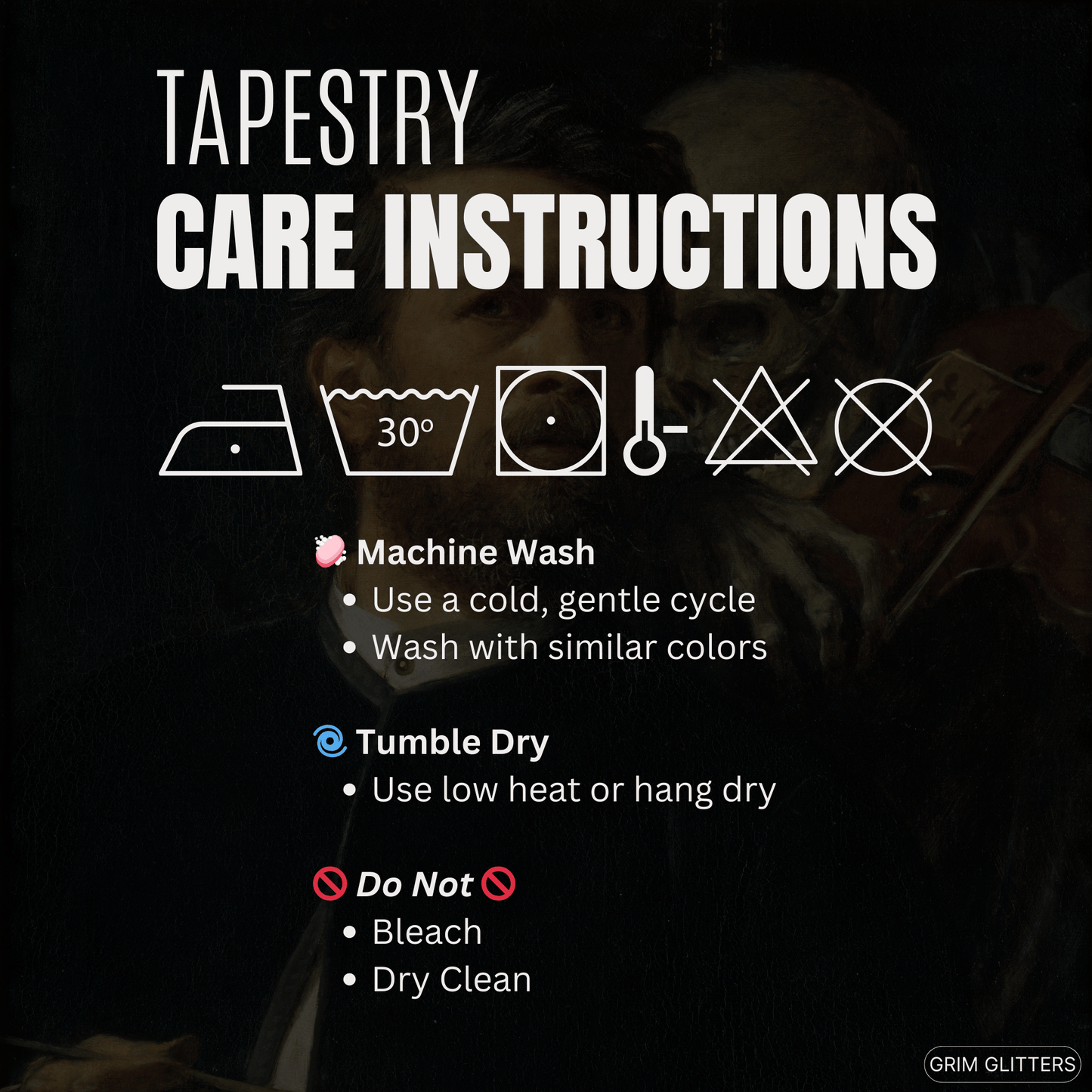 Self - Portrait with Death Playing the Fiddle Tapestry - Arnold Böcklin - Grim GlittersHome Decor88" × 104"