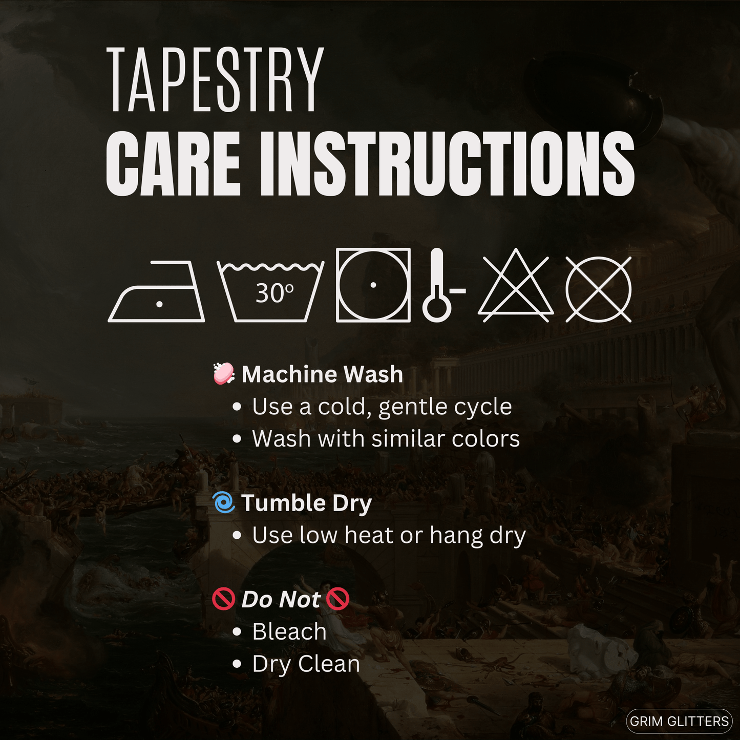 The Course of Empire: Destruction Tapestry - Thomas Cole - Grim GlittersHome Decor104" × 88"