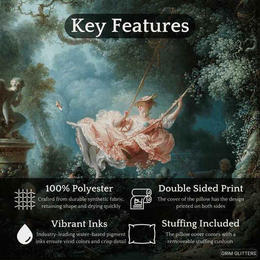 The Swing Square Pillow - Jean - Honore Fragonard - Grim GlittersHome Decor14" × 14"