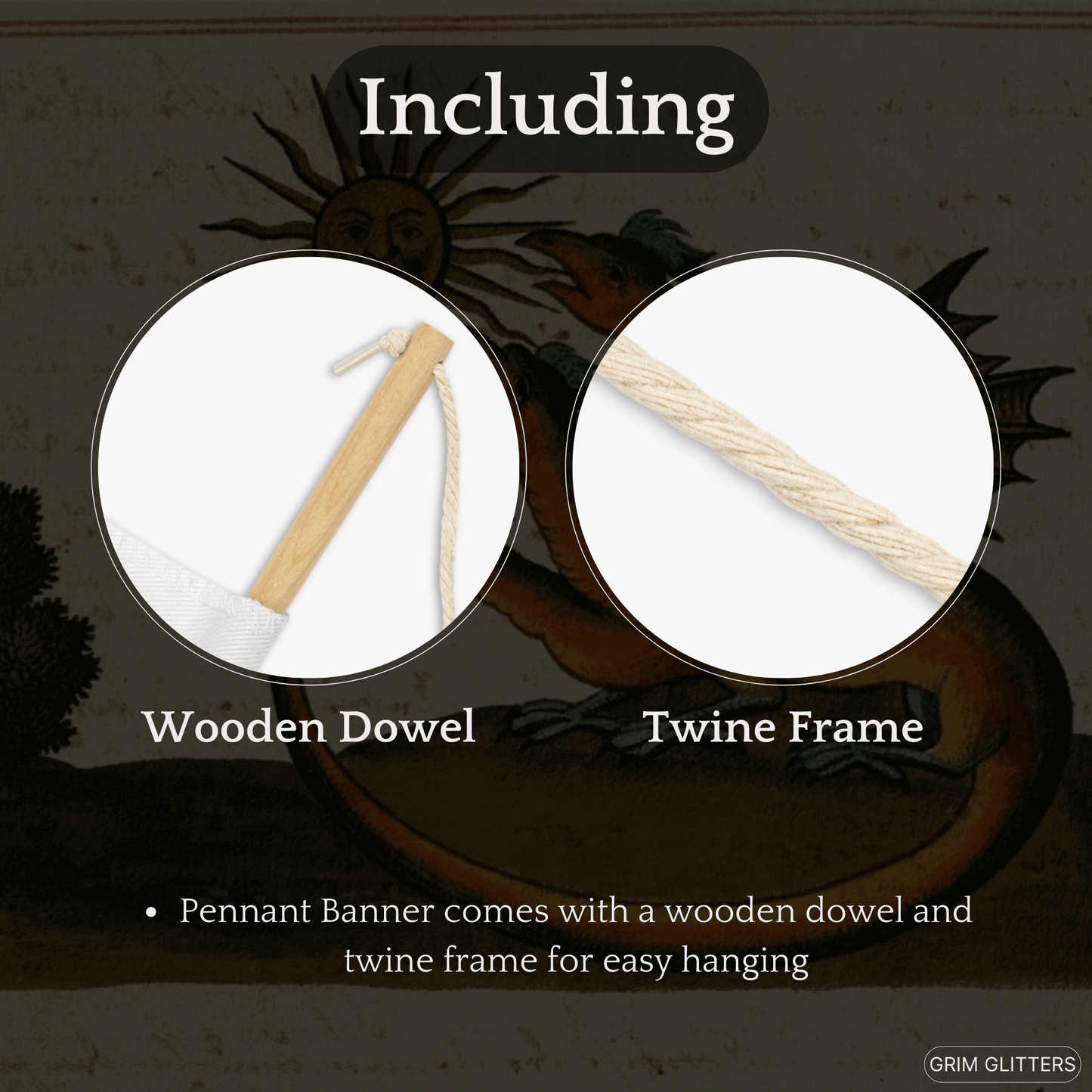 Three - Headed Dragon Pennant Banner - Clavis Artis Manuscript - Grim GlittersHome Decor18" × 21"