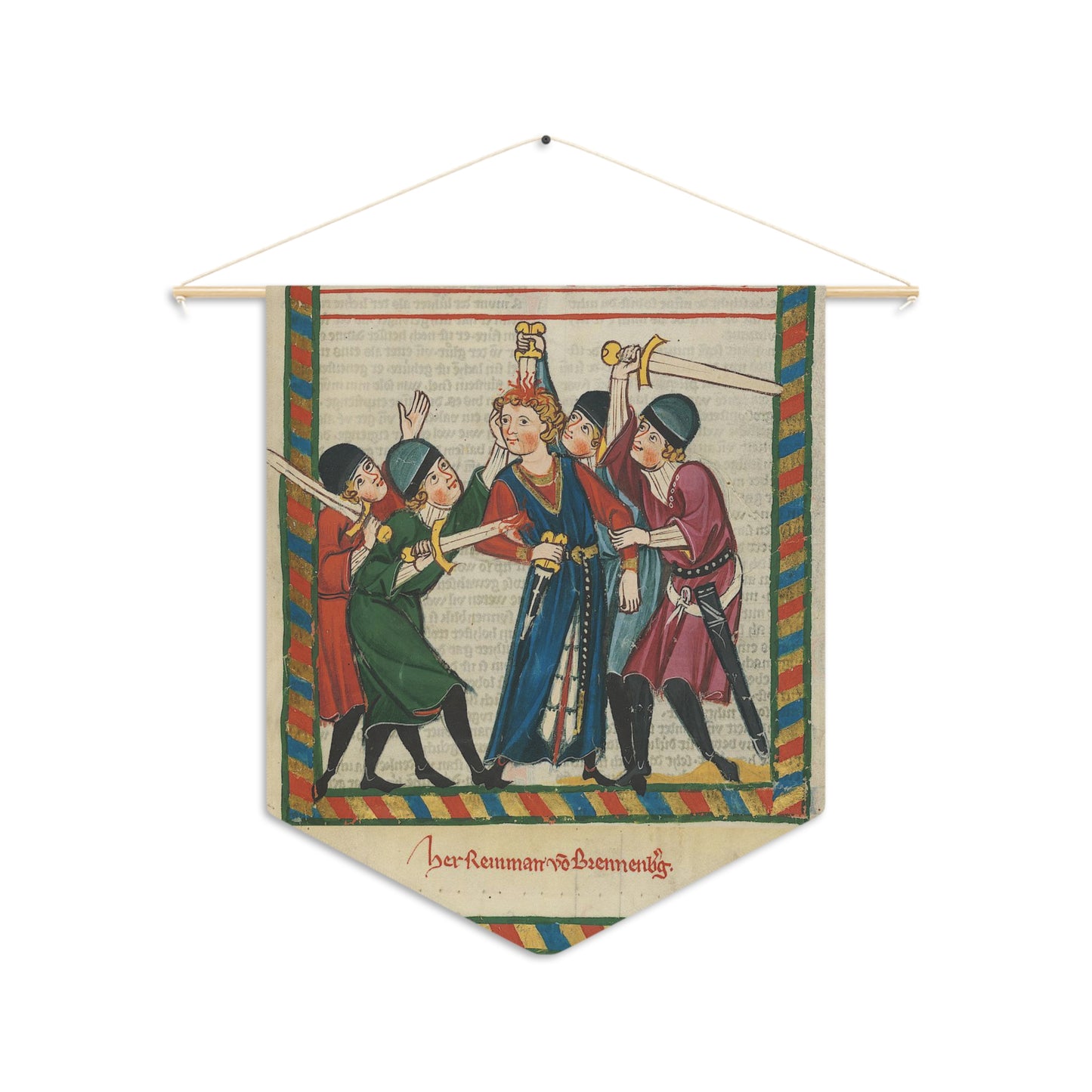 Reinmar von Brennenberg Pennant Banner - Codex Manesse - Medieval German Art - Historic Home Decor - Tragic Knight Wall Art - Wall Hanging