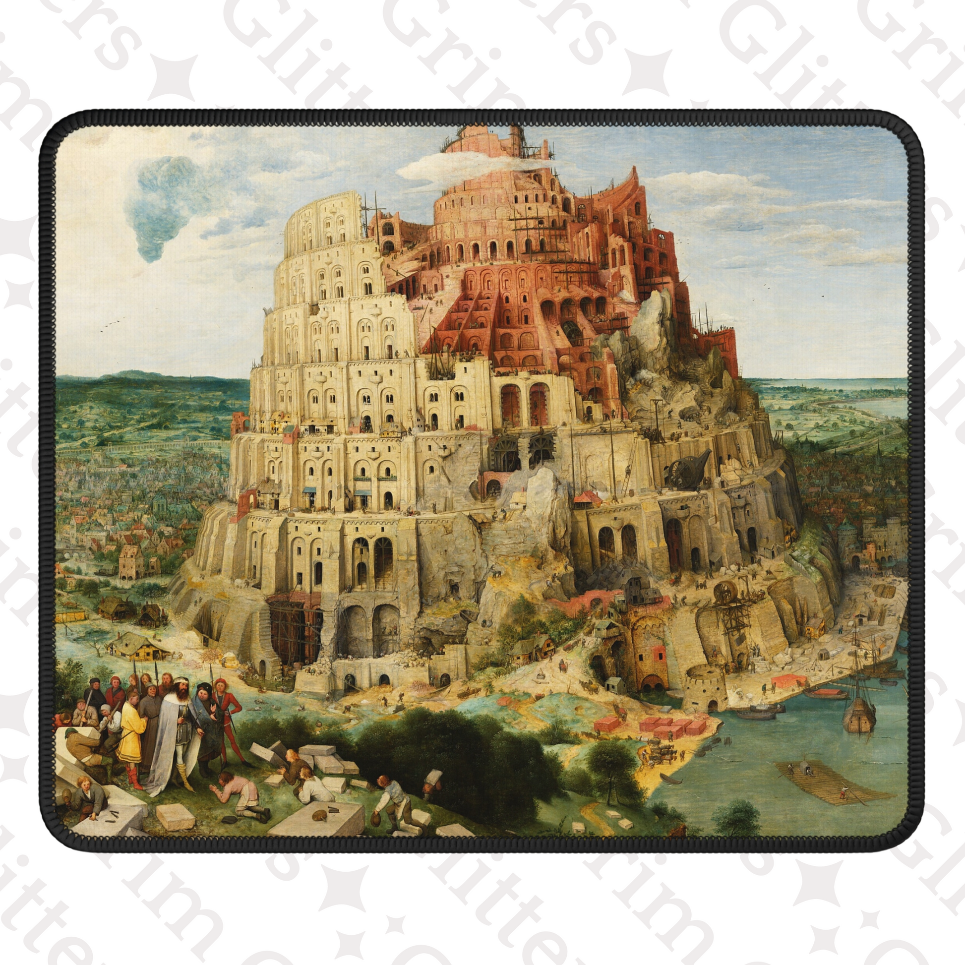 Immerse yourself in medieval art with the Tower of Babel Gaming Mouse Pad from Grim Glitters. Inspired by Pieter Bruegel the Elder's iconic painting, this mouse pad blends historical elegance with modern functionality, perfect for adding artistic charm to