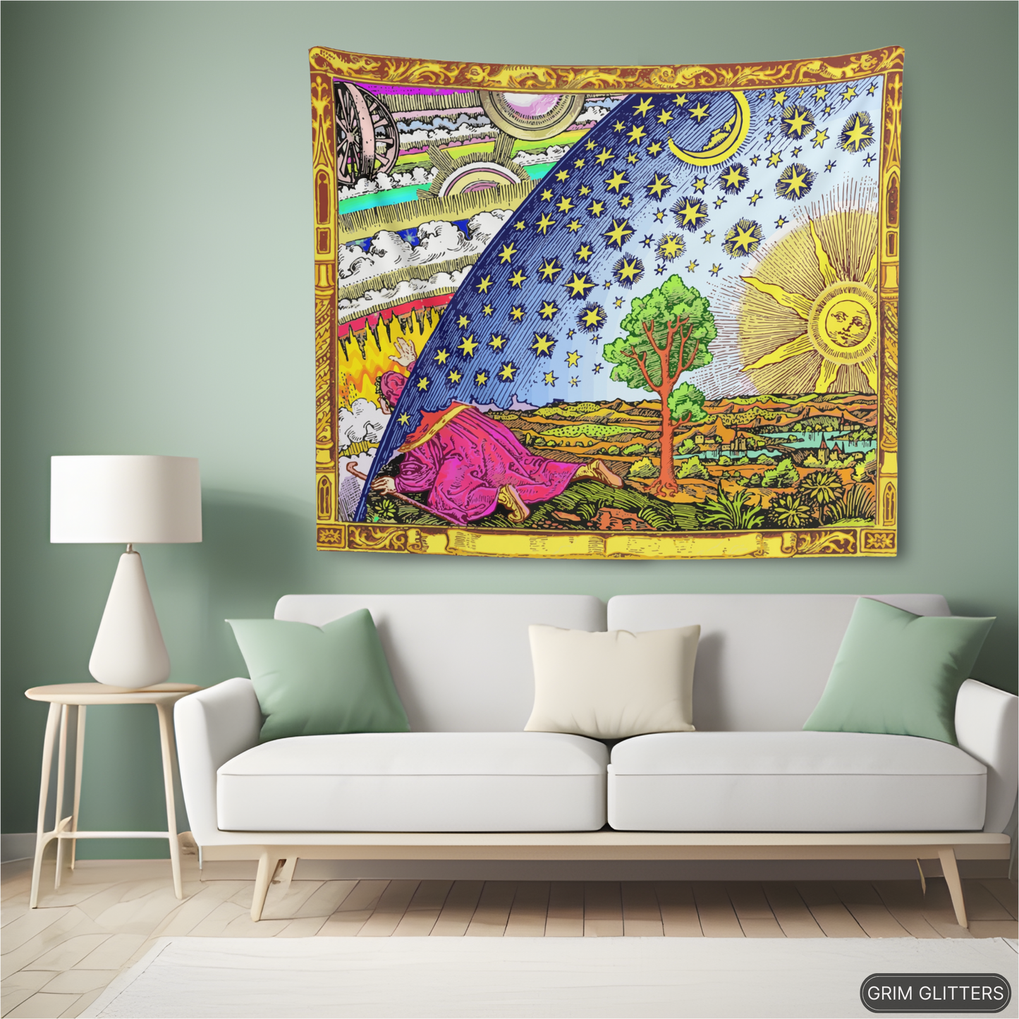 Flammarion Tapestry - Traveler Exploring The Universe