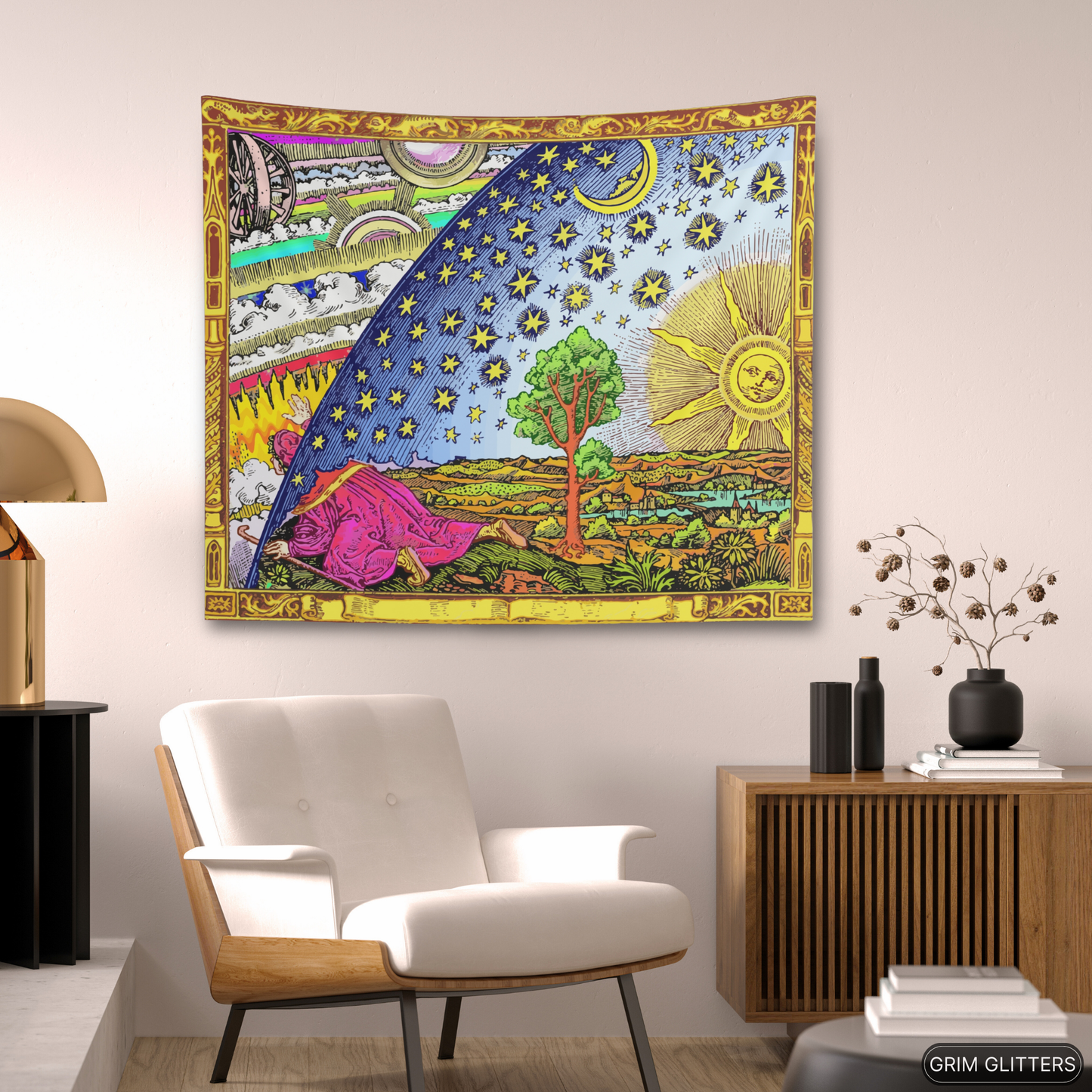 Flammarion Tapestry - Traveler Exploring The Universe