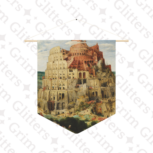 Embark on a biblical journey with the Tower of Babel Pennant Banner. Inspired by Pieter Bruegel's masterpiece, it adds spiritual depth and medieval flair to your decor.