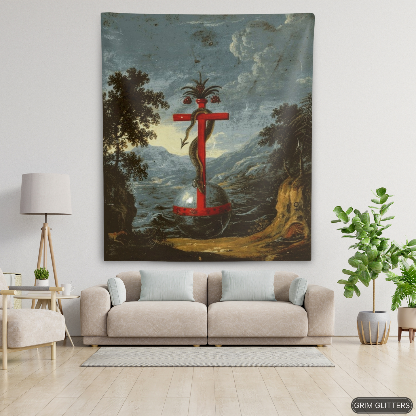 Crucified Serpent Tapestry - Clavis Artis Manuscript