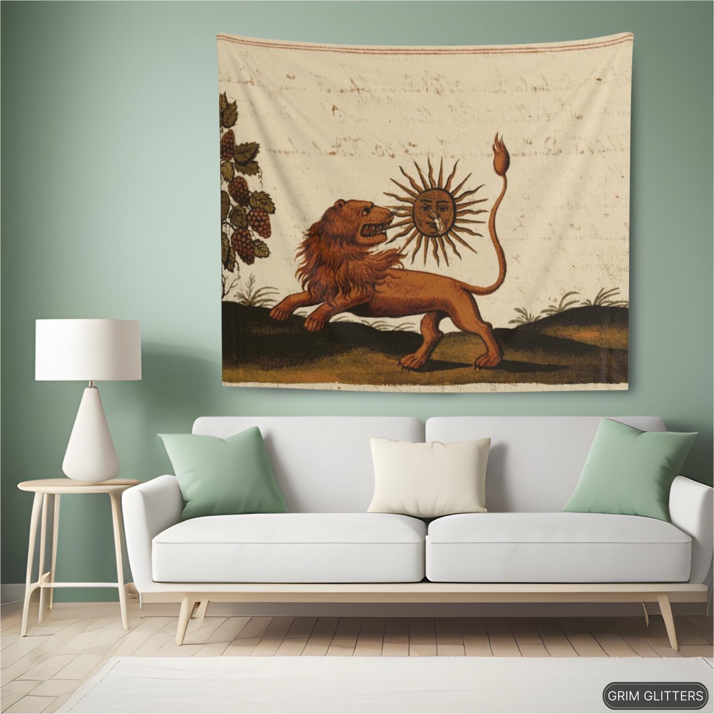 Lion Eating The Sun Tapestry - Clavis Artis Manuscript