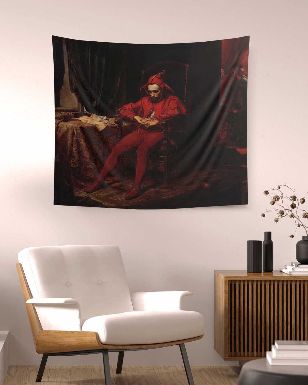 Celebrate Polish heritage with the Stanczyk Tapestry. Inspired by Jan Matejko's painting, it captures the moment of Stanczyk reflecting on his nation's fate.