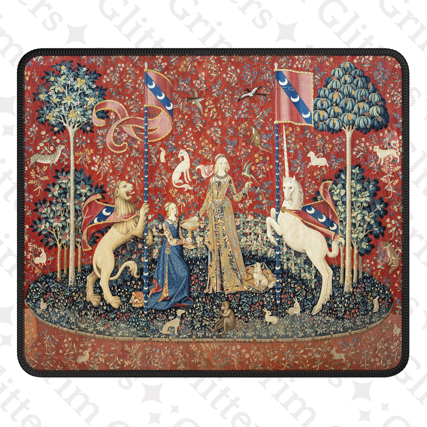 Enhance your gaming experience with the enchanting Lady and the Unicorn (Taste) Gaming Mouse Pad from Grim Glitters. Inspired by the iconic medieval tapestry, this mouse pad combines historical charm with modern functionality, adding a touch of elegance t