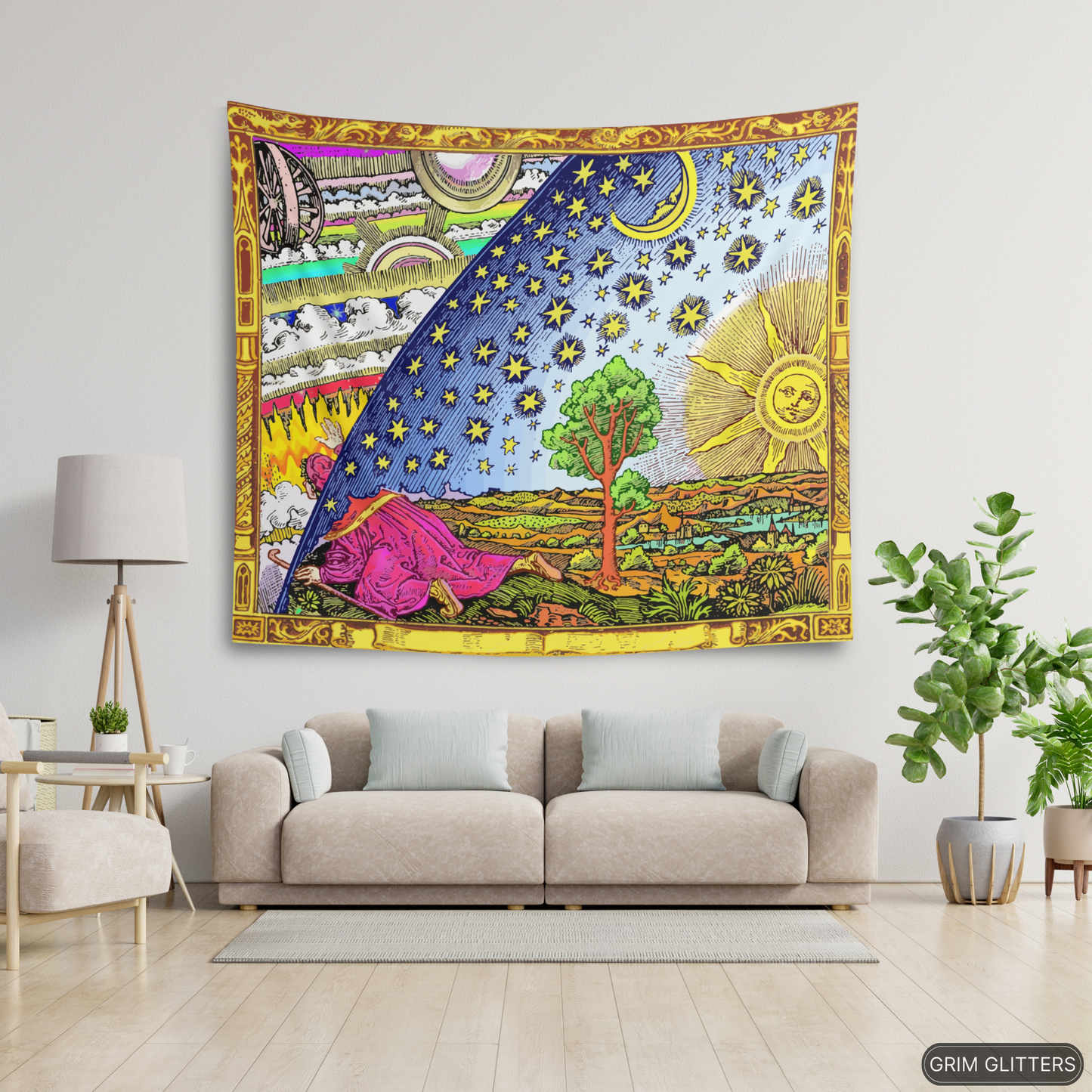 Flammarion Tapestry - Traveler Exploring The Universe