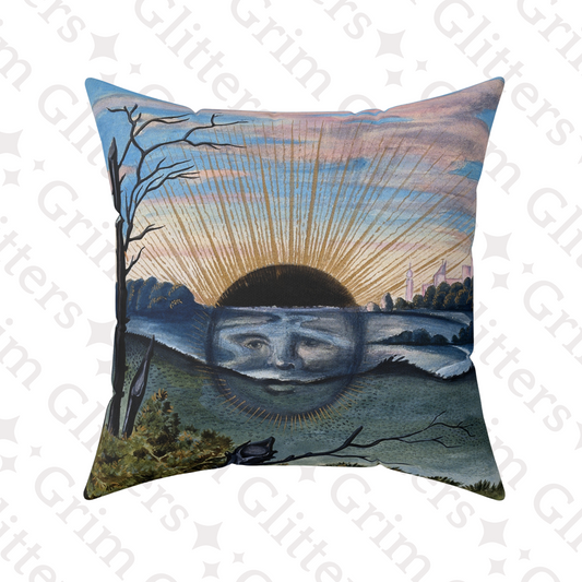 Add a touch of alchemical mystique to your decor with the Splendor Solis Square Pillow from Grim Glitters. Featuring the intricate "A Black Sun Descends" design, this eco-friendly pillow combines historical charm with modern comfort, perfect for any room.