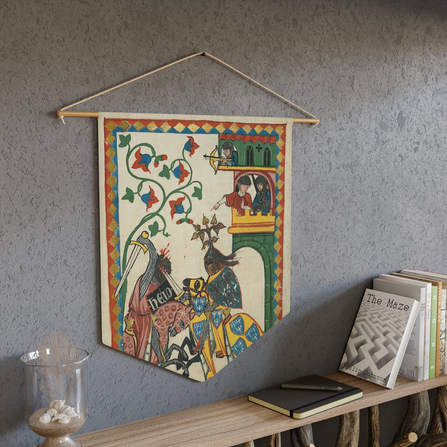 Friedrich von Leiningen Pennant Banner - Codex Manesse - Medieval German Art - Historic Home Decor - Noble Knight Wall Art - Wall Hanging