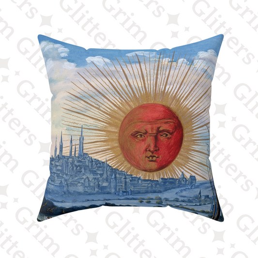 Add a touch of alchemical elegance to your decor with the Splendor Solis Square Pillow from Grim Glitters. Featuring the intricate "A Red Sun Rises" design, this pillow combines historical charm with modern comfort. Perfect for any room.