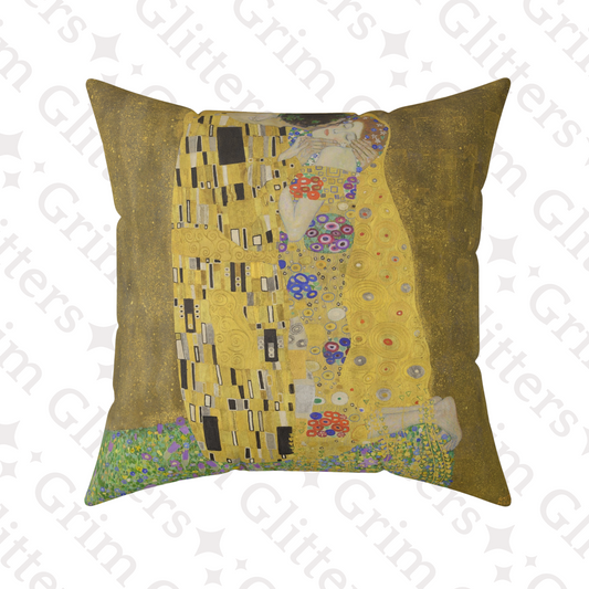 Elevate your living space with the timeless romance of Gustav Klimt's "The Kiss." This luxurious square pillow features Klimt's iconic artwork, adding elegance and enchantment to any room. Perfect for art lovers, it combines historical beauty with modern