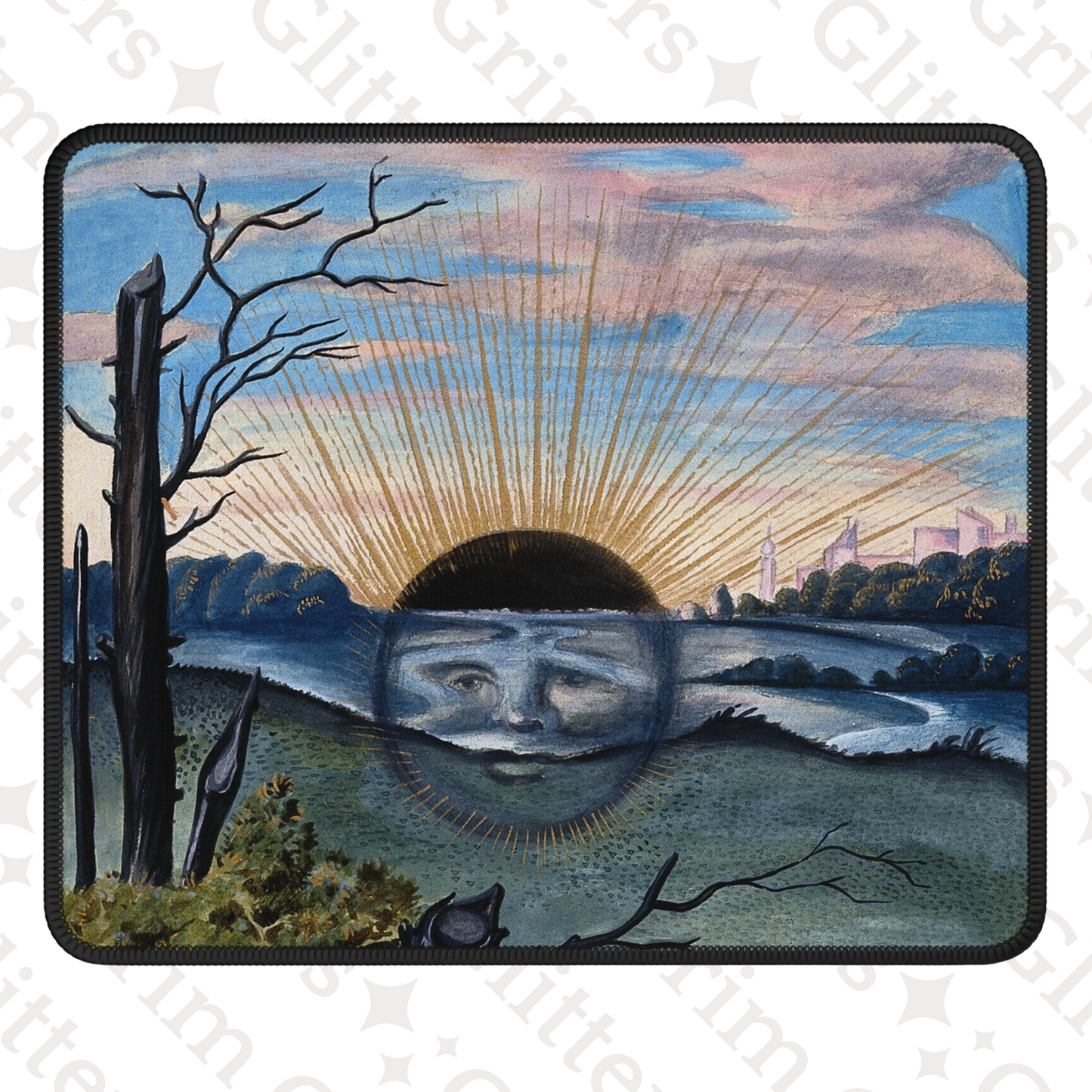 Enhance your gaming or workspace with the Splendor Solis Gaming Mouse Pad from Grim Glitters. Featuring the alchemical illustration "A Black Sun Descends," this mouse pad combines mystical symbolism with practical design. Perfect for those who appreciate