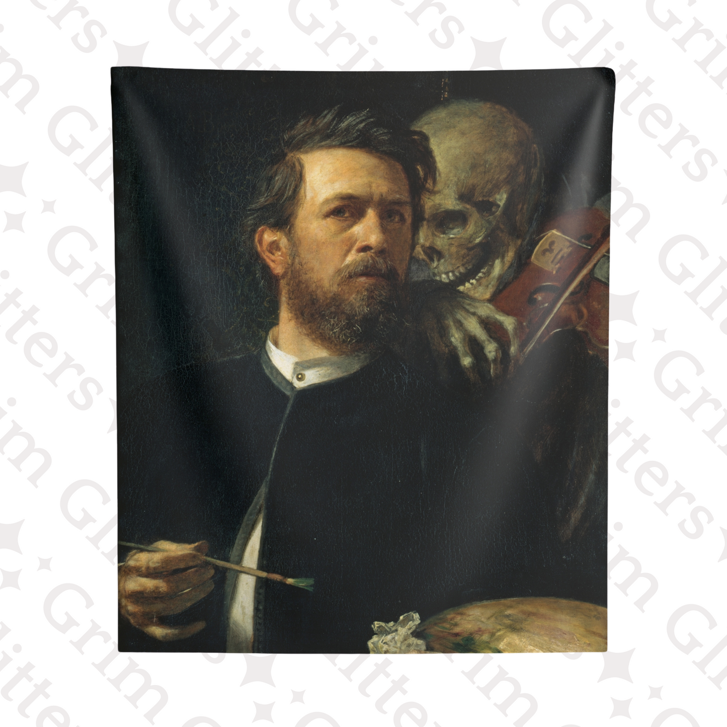 Self-Portrait with Death Playing the Fiddle Tapestry - Arnold Böcklin