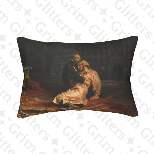 Ivan the Terrible and His Son Ivan Lumbar Pillow - Historical Russian Artwork by Ilya Repin