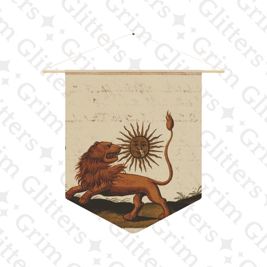 Lion Eating The Sun Pennant Banner - Clavis Artis Manuscript