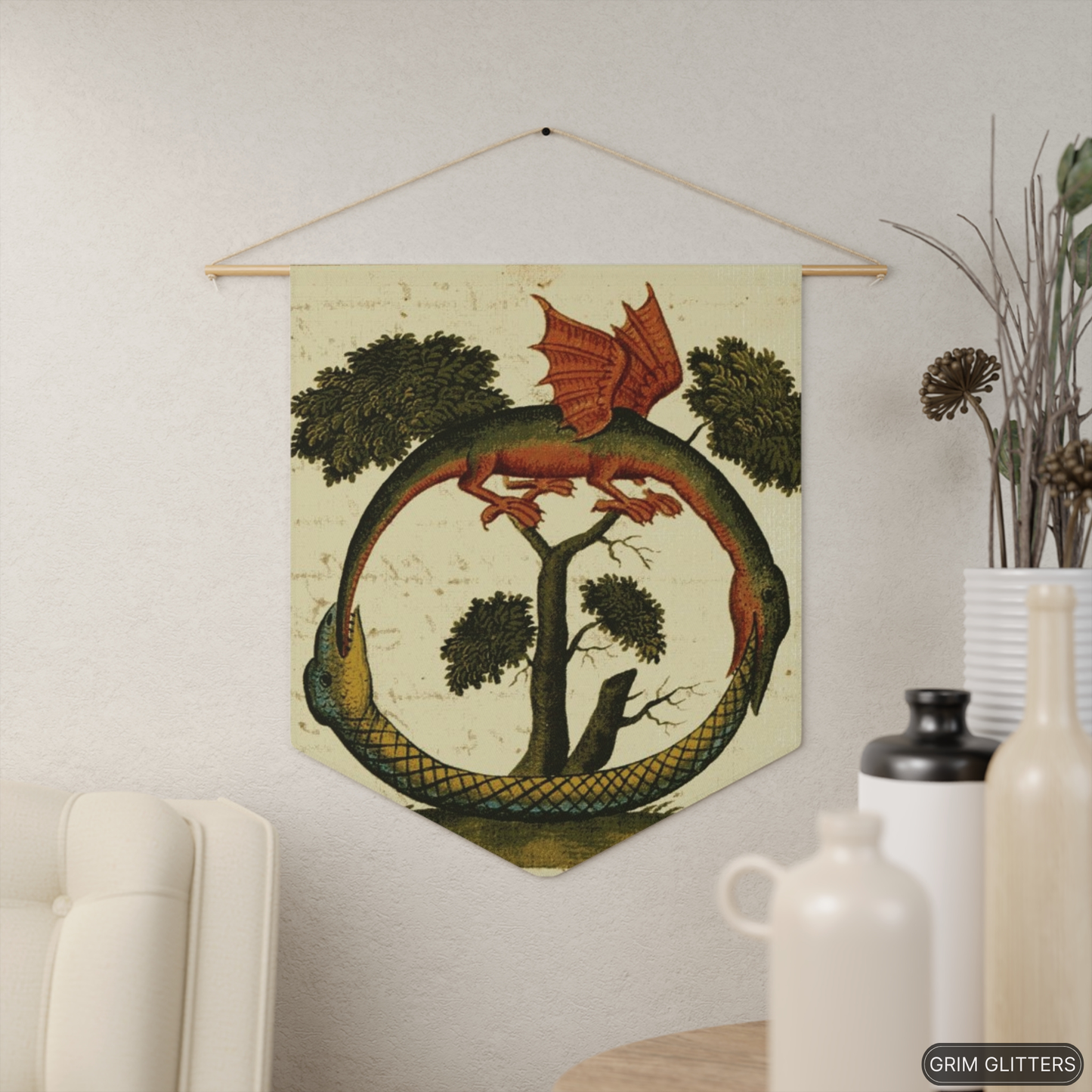 Dragon Ouroboros Pennant Banner - Clavis Artis Manuscript