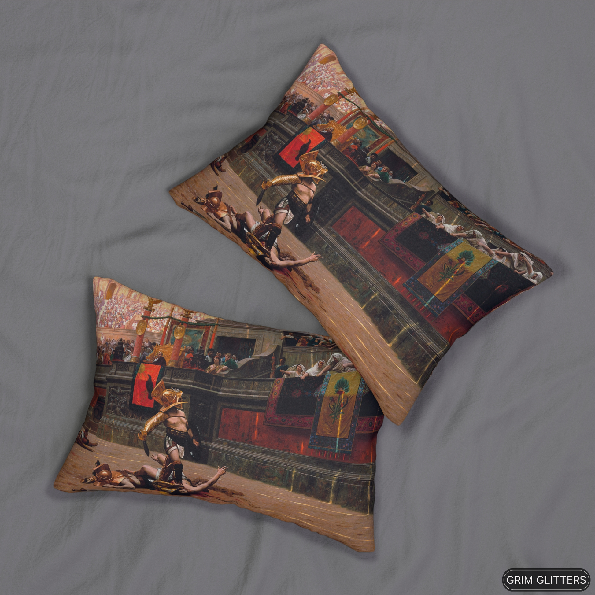 Roman Gladiator Lumbar Pillow - Pollice Verso (Thumbs Down) - Jean-Leon Gerome - Grim Glitters