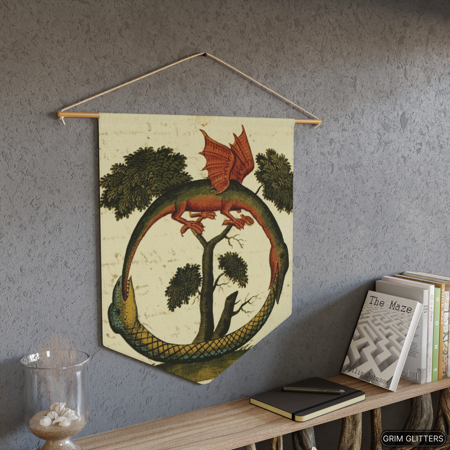 Dragon Ouroboros Pennant Banner - Clavis Artis Manuscript