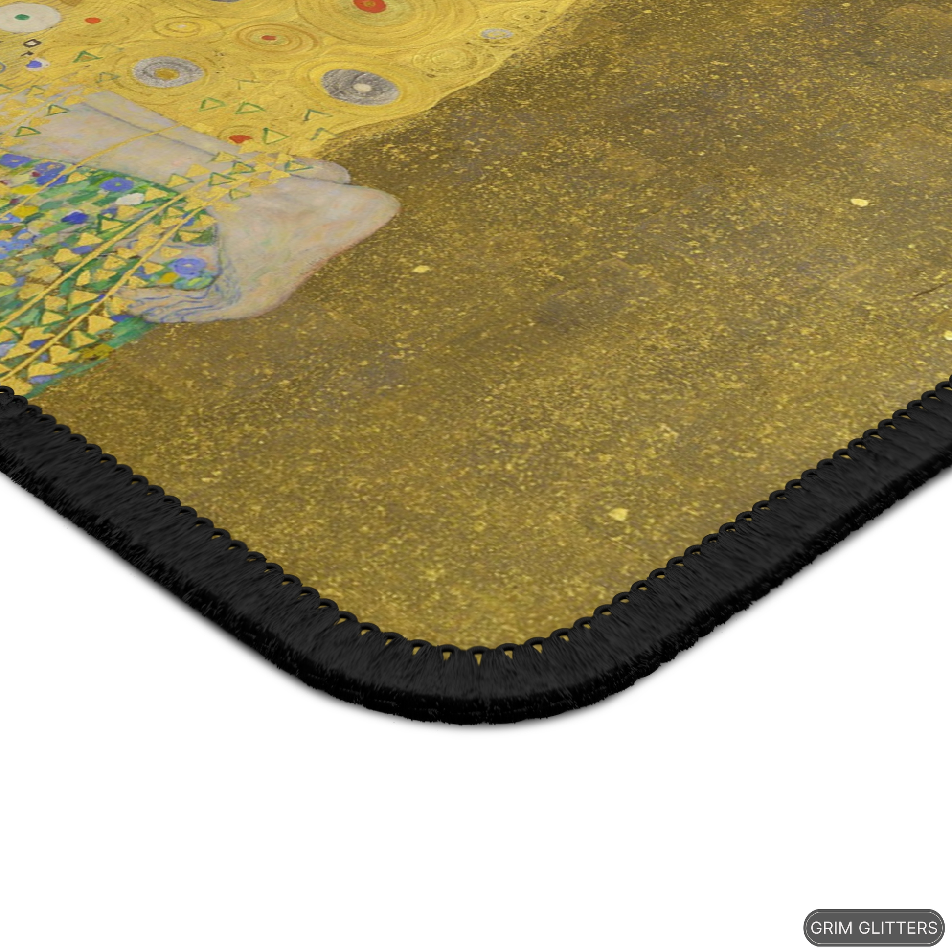 Enhance your gaming experience with The Kiss Gaming Mouse Pad from Grim Glitters. Inspired by Gustav Klimt's iconic masterpiece, this mouse pad combines artistic elegance with modern functionality, making it a stunning addition to any gaming setup or work