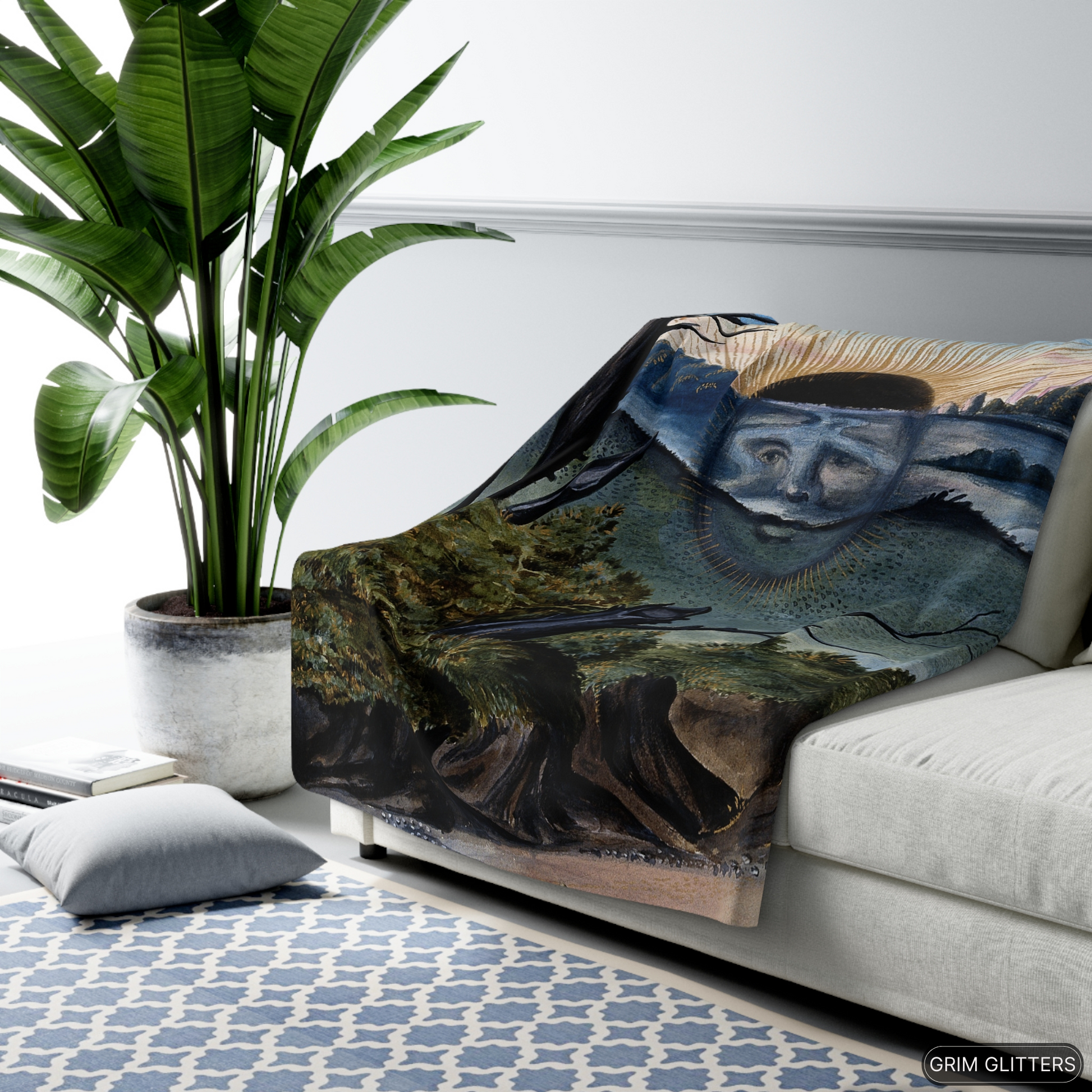 Wrap yourself in the mystique of medieval art with the Splendor Solis Sherpa Fleece Blanket from Grim Glitters. Featuring the "A Black Sun Descends" design.