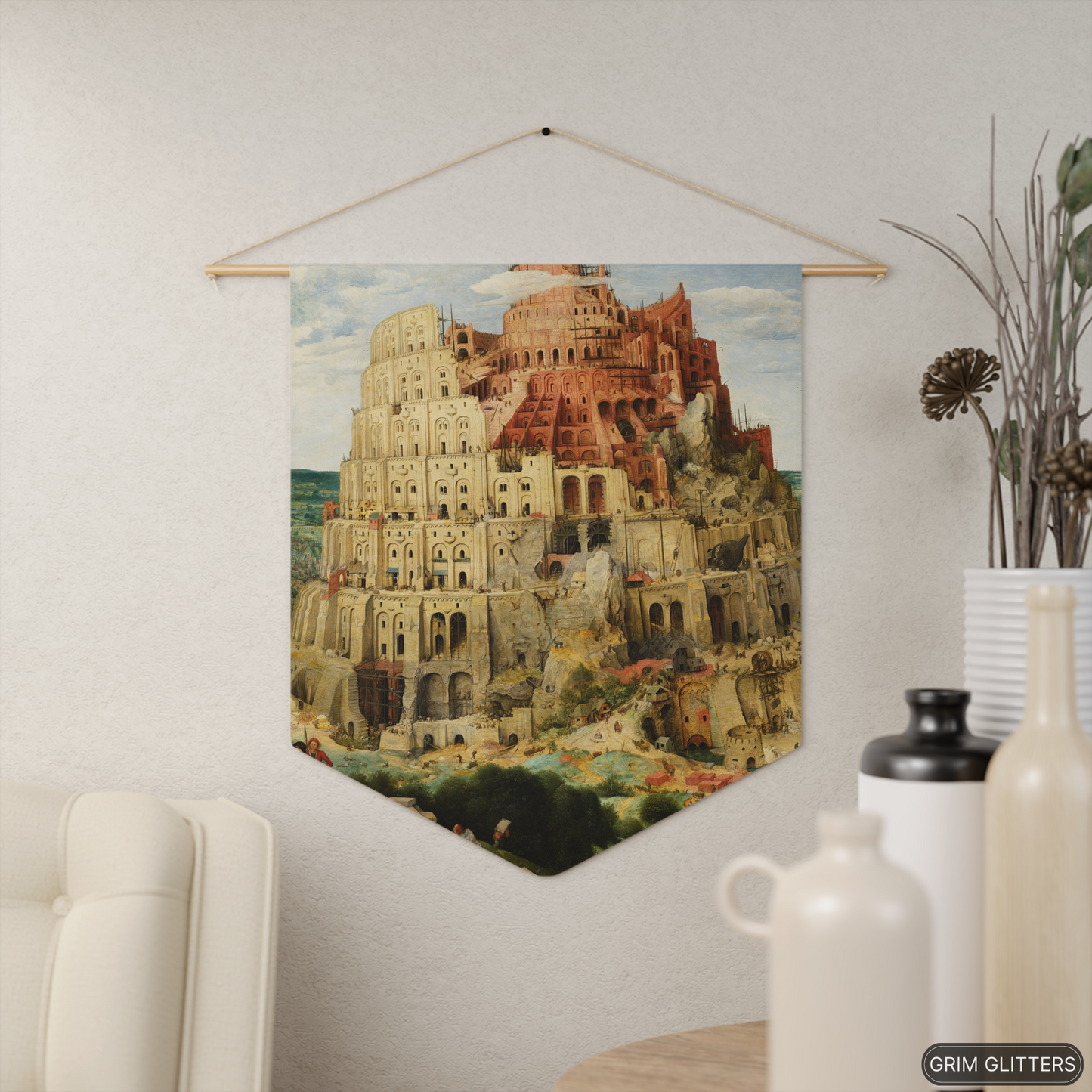 Embark on a biblical journey with the Tower of Babel Pennant Banner. Inspired by Pieter Bruegel's masterpiece, it adds spiritual depth and medieval flair to your decor.