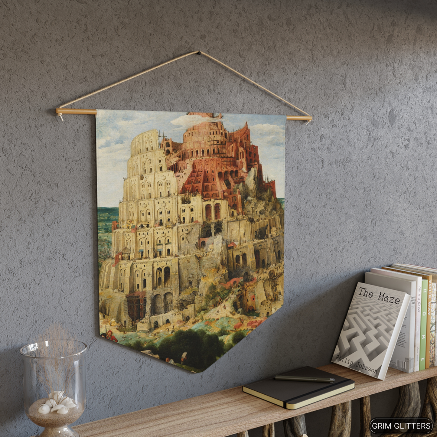 Embark on a biblical journey with the Tower of Babel Pennant Banner. Inspired by Pieter Bruegel's masterpiece, it adds spiritual depth and medieval flair to your decor.