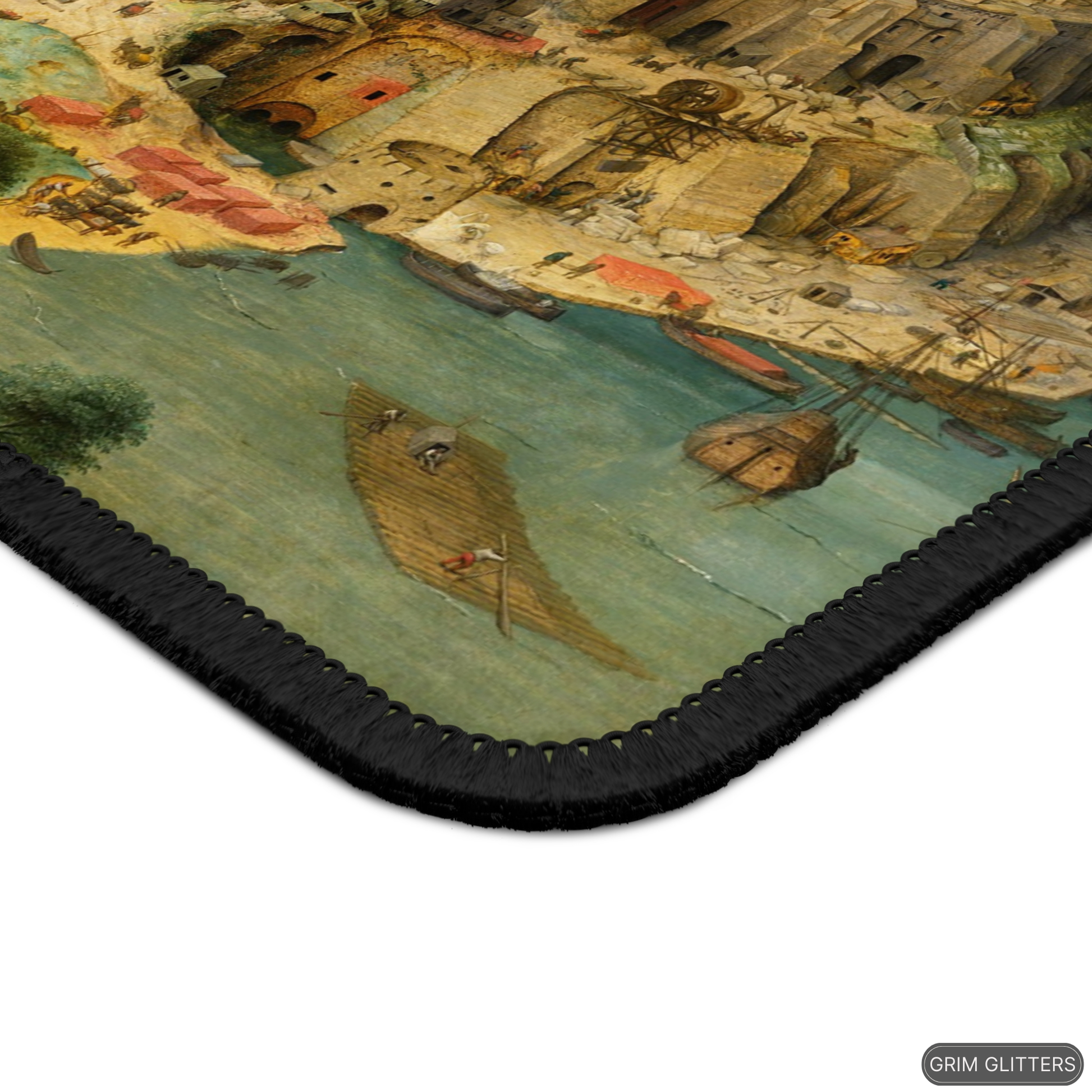 Immerse yourself in medieval art with the Tower of Babel Gaming Mouse Pad from Grim Glitters. Inspired by Pieter Bruegel the Elder's iconic painting, this mouse pad blends historical elegance with modern functionality, perfect for adding artistic charm to