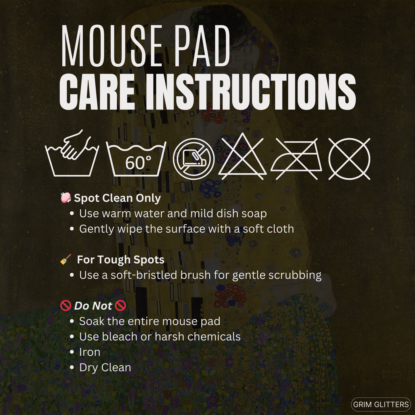 Enhance your gaming experience with The Kiss Gaming Mouse Pad from Grim Glitters. Inspired by Gustav Klimt's iconic masterpiece, this mouse pad combines artistic elegance with modern functionality, making it a stunning addition to any gaming setup or work