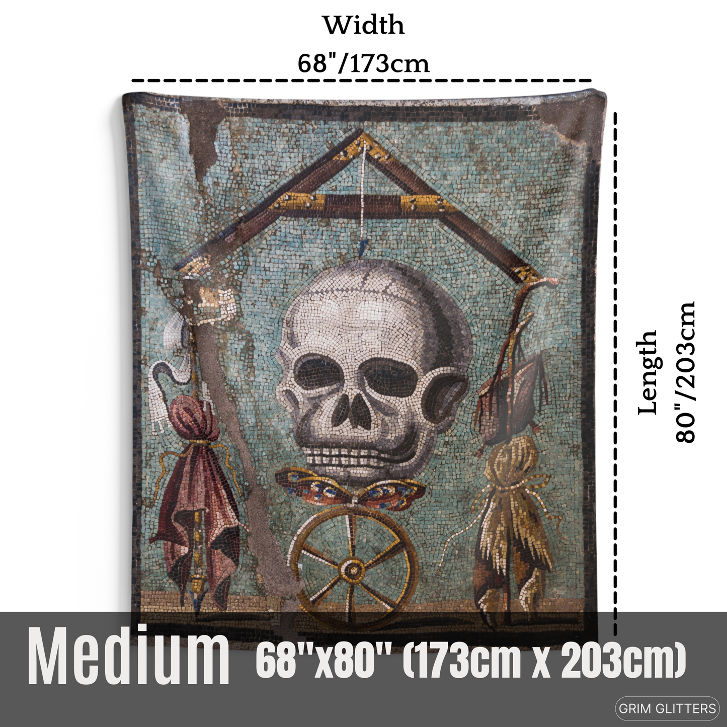 Memento Mori Mosaic Tapestry - Grim Glitters