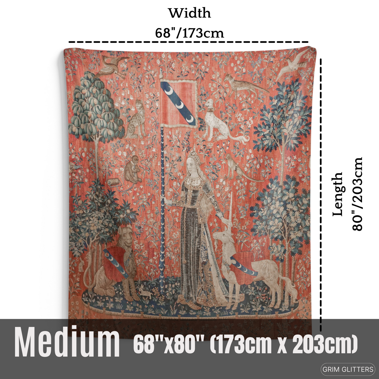 Step into medieval art with The Lady and the Unicorn (Touch) Tapestry. This piece brings historical charm and magic, perfect for any room.