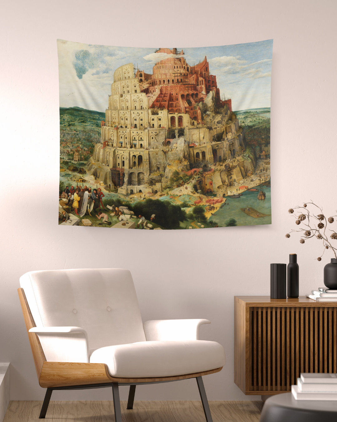 Step into the mesmerizing world of medieval art with the Tower of Babel Tapestry from Grim Glitters. Inspired by Pieter Bruegel the Elder's masterpiece, this tapestry captures the iconic biblical scene with intricate details and vibrant colors, perfect fo