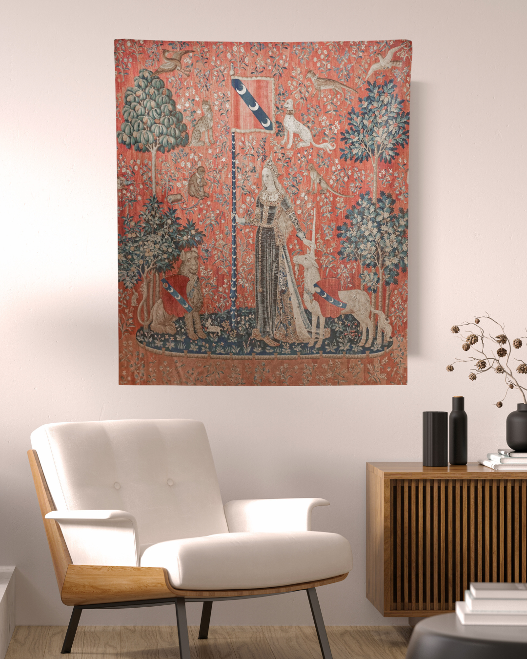 Step into medieval art with The Lady and the Unicorn (Touch) Tapestry. This piece brings historical charm and magic, perfect for any room.