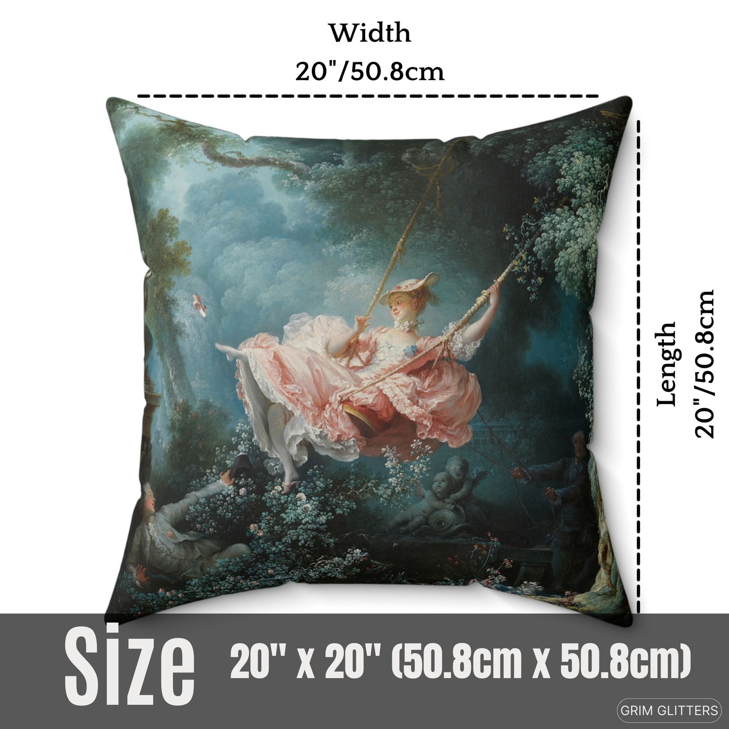 The Swing Square Pillow - Jean-Honore Fragonard - Grim Glitters