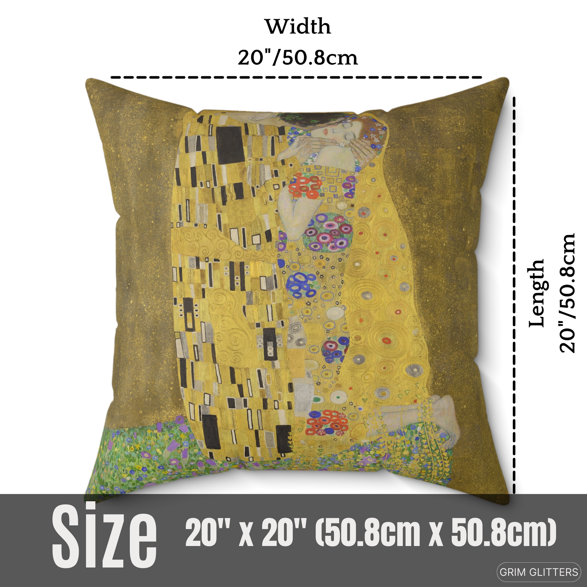 Elevate your living space with the timeless romance of Gustav Klimt's "The Kiss." This luxurious square pillow features Klimt's iconic artwork, adding elegance and enchantment to any room. Perfect for art lovers, it combines historical beauty with modern