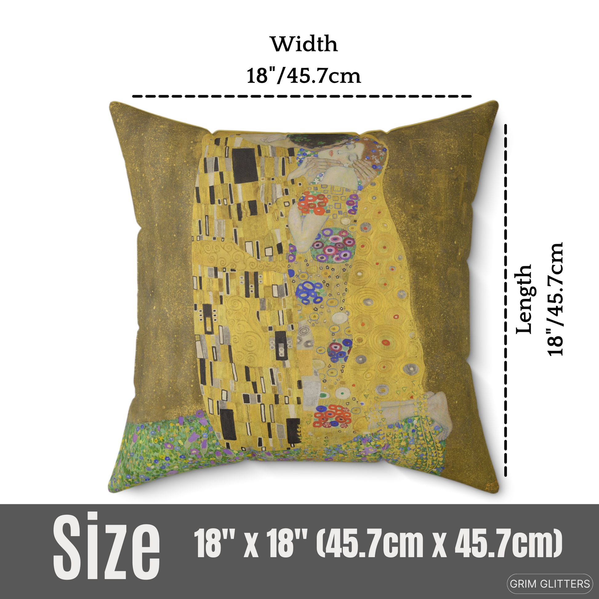 Elevate your living space with the timeless romance of Gustav Klimt's "The Kiss." This luxurious square pillow features Klimt's iconic artwork, adding elegance and enchantment to any room. Perfect for art lovers, it combines historical beauty with modern