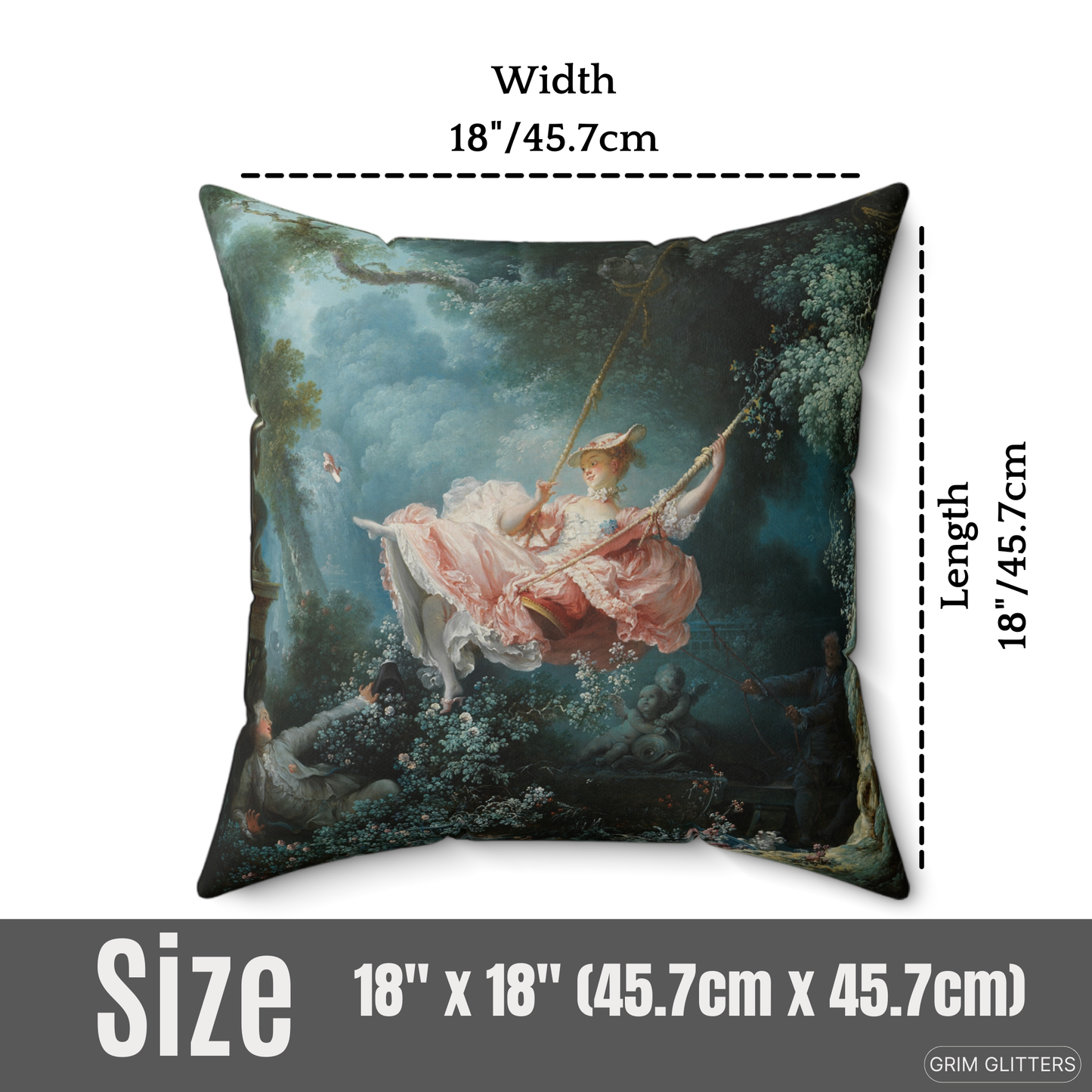 The Swing Square Pillow - Jean-Honore Fragonard - Grim Glitters