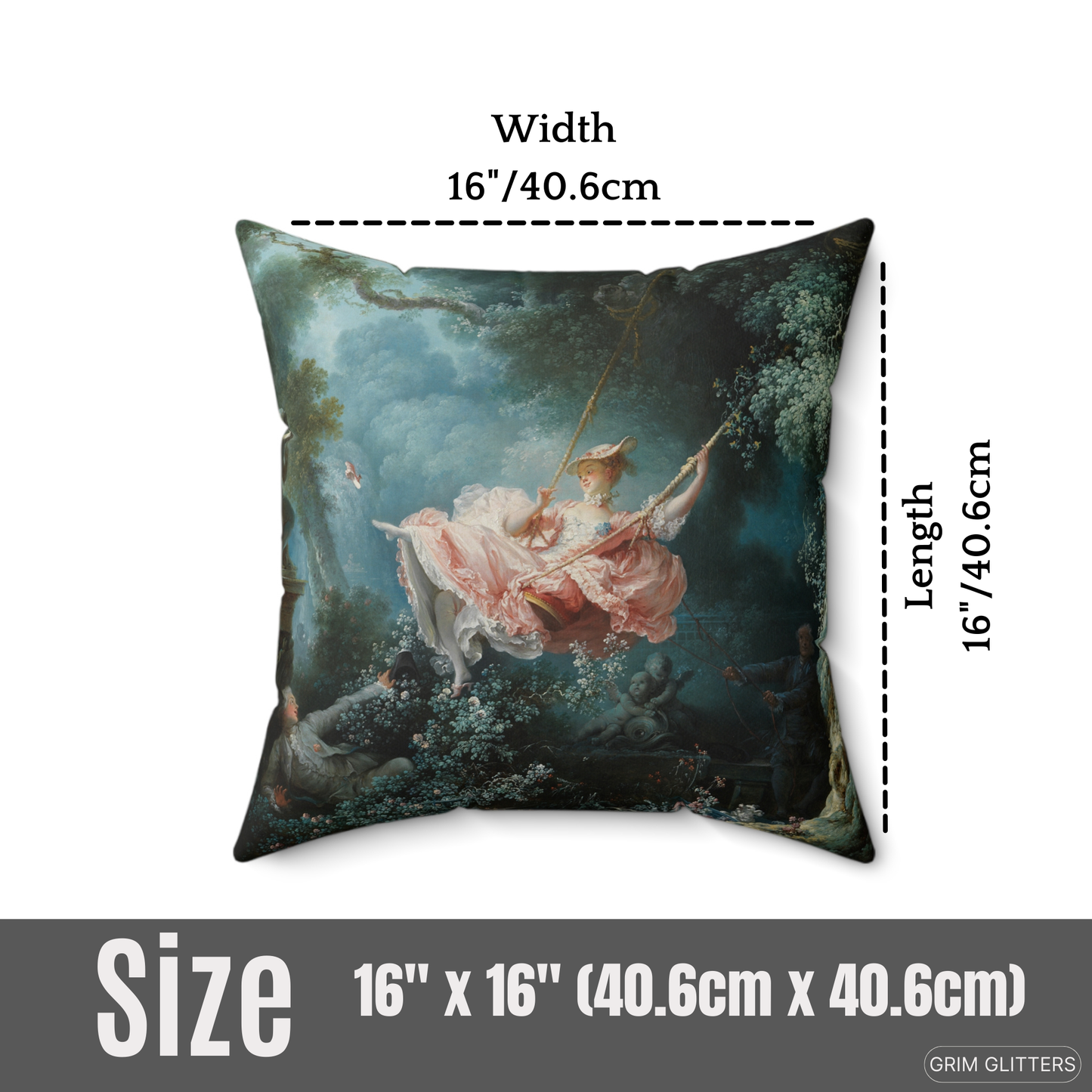 The Swing Square Pillow - Jean-Honore Fragonard - Grim Glitters