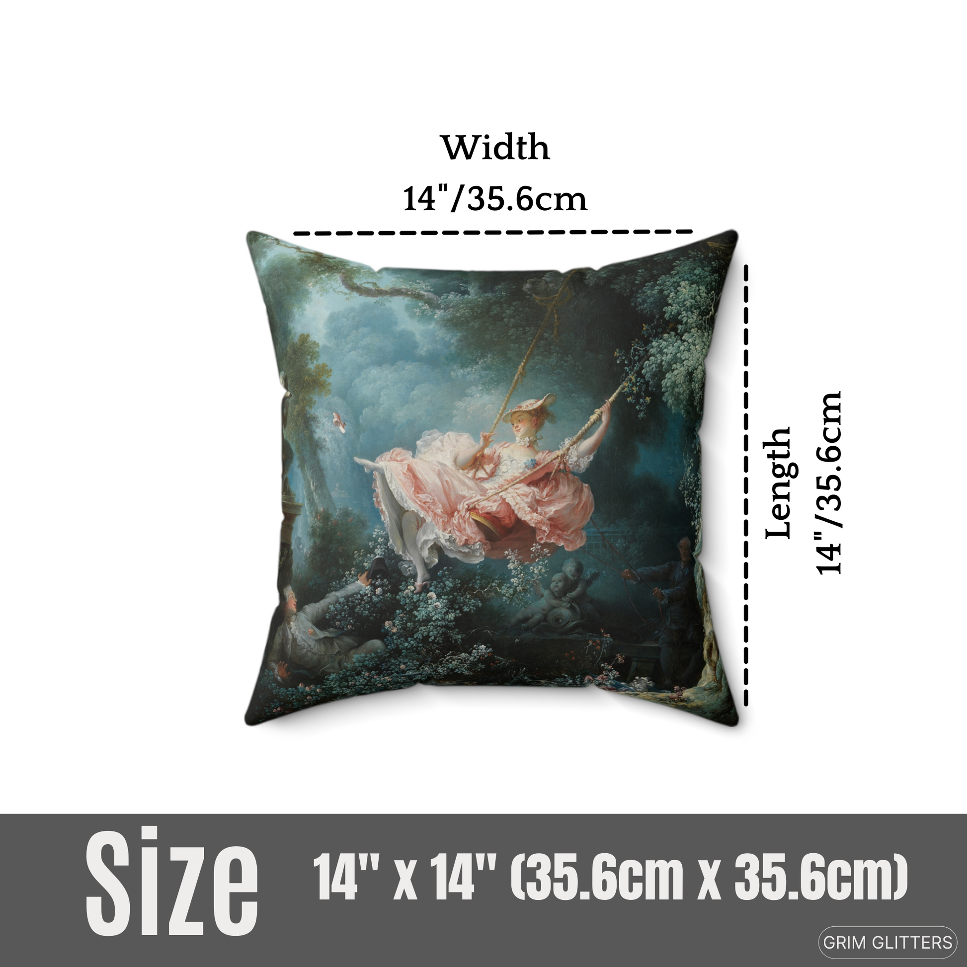 The Swing Square Pillow - Jean-Honore Fragonard - Grim Glitters