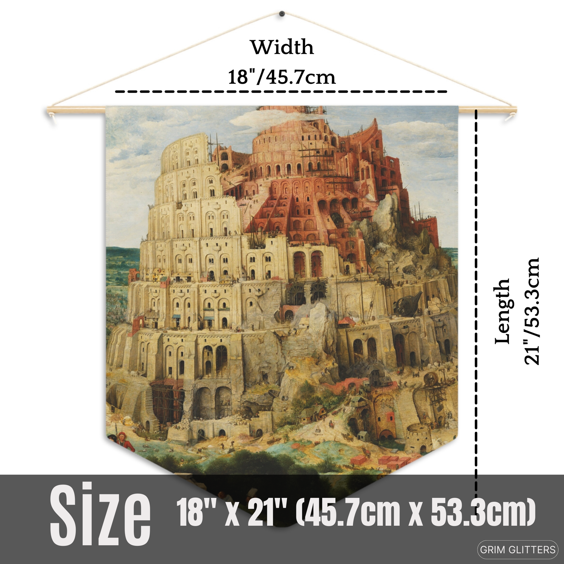 Embark on a biblical journey with the Tower of Babel Pennant Banner. Inspired by Pieter Bruegel's masterpiece, it adds spiritual depth and medieval flair to your decor.