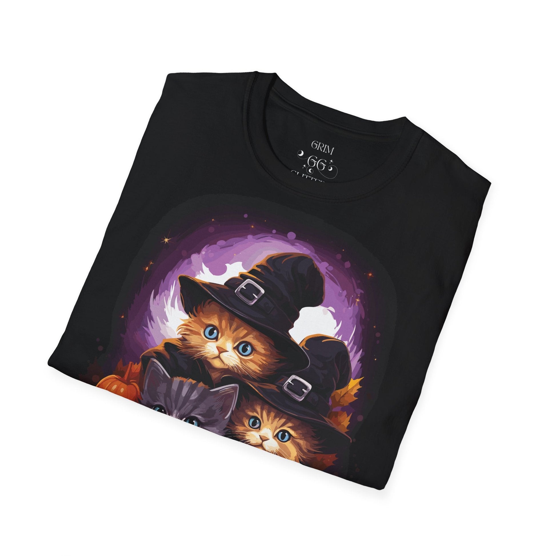 Adorable Halloween Pilgrim Kittens T - Shirt - Grim GlittersT - ShirtBlackS