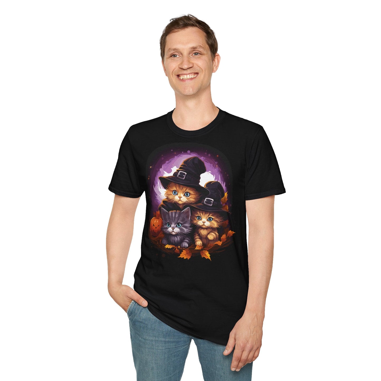 Adorable Halloween Pilgrim Kittens T - Shirt - Grim GlittersT - ShirtBlackS