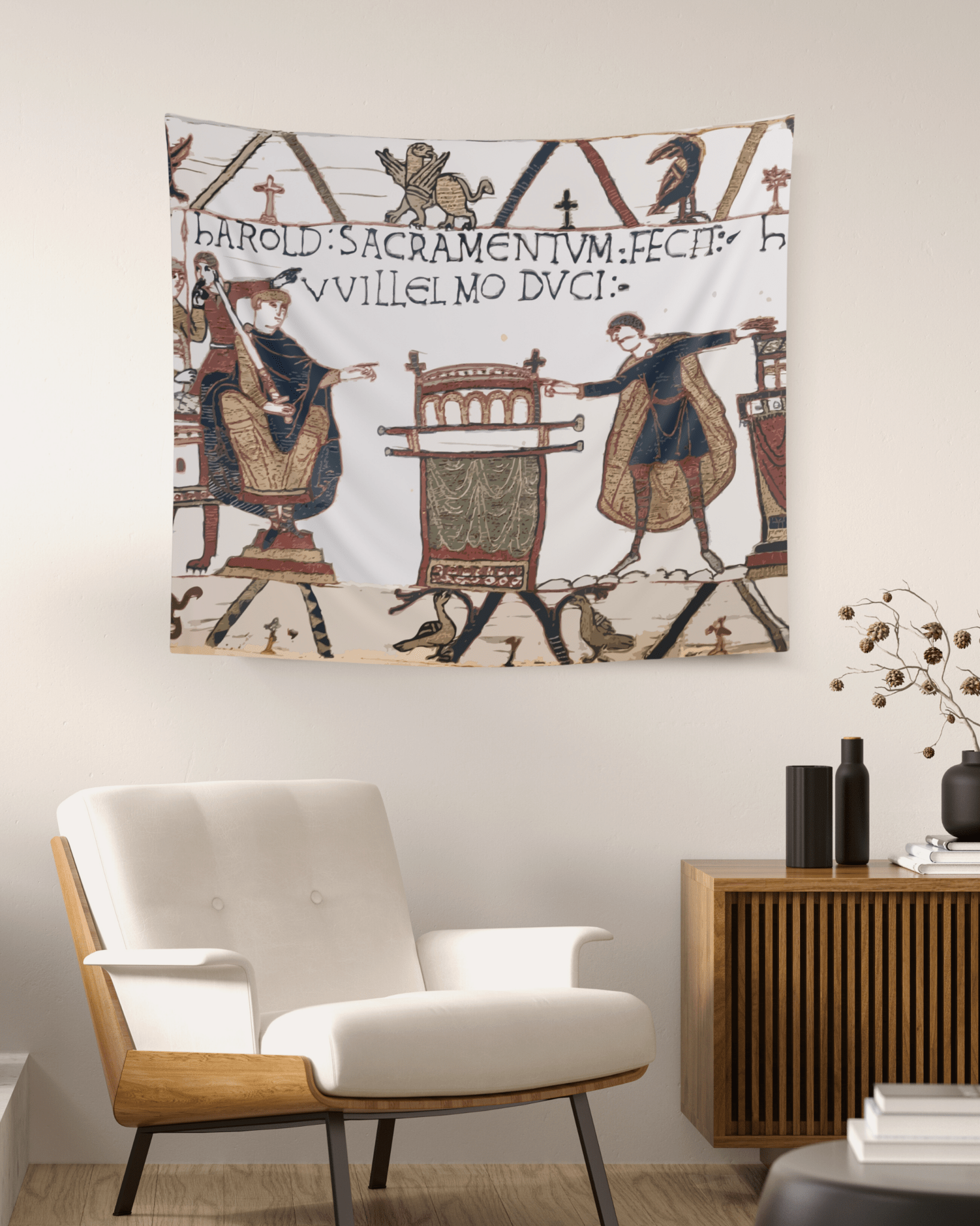 Bayeux Style Indoor Tapestry - Harold Swearing Oath on Holy Relics - Grim GlittersTapestries104" × 88"