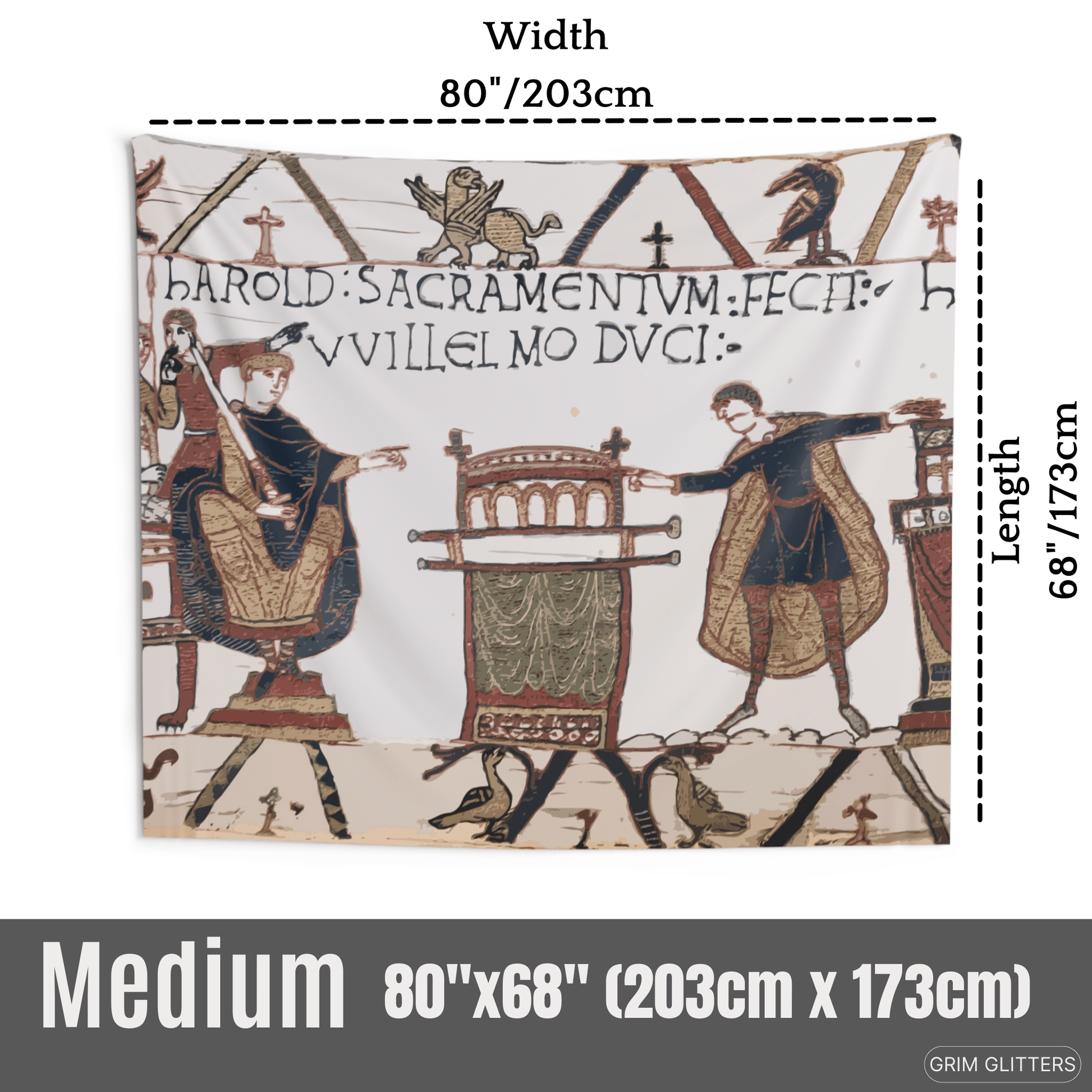 Bayeux Style Indoor Tapestry - Harold Swearing Oath on Holy Relics - Grim GlittersTapestries80" × 68"